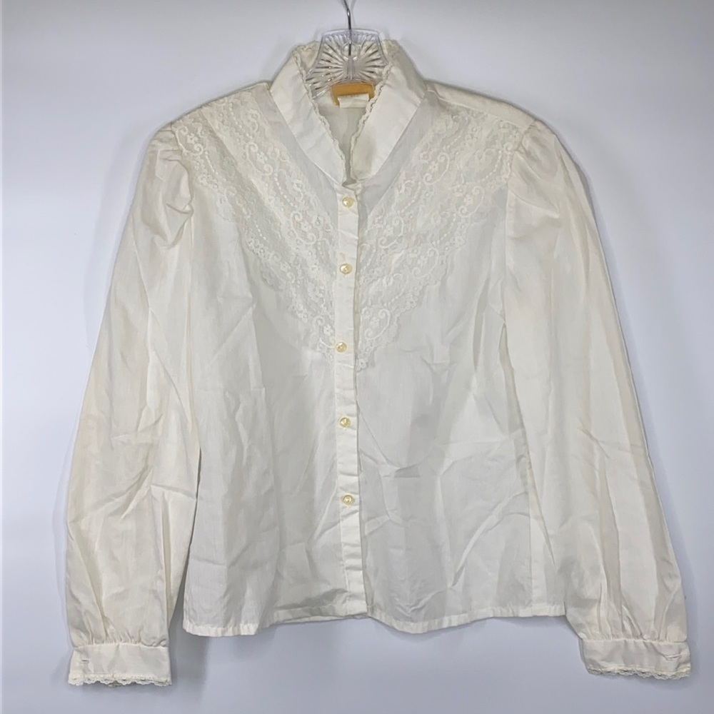 Eber San Fransisco White Vintage Long Sleeve Blouse Size Medium